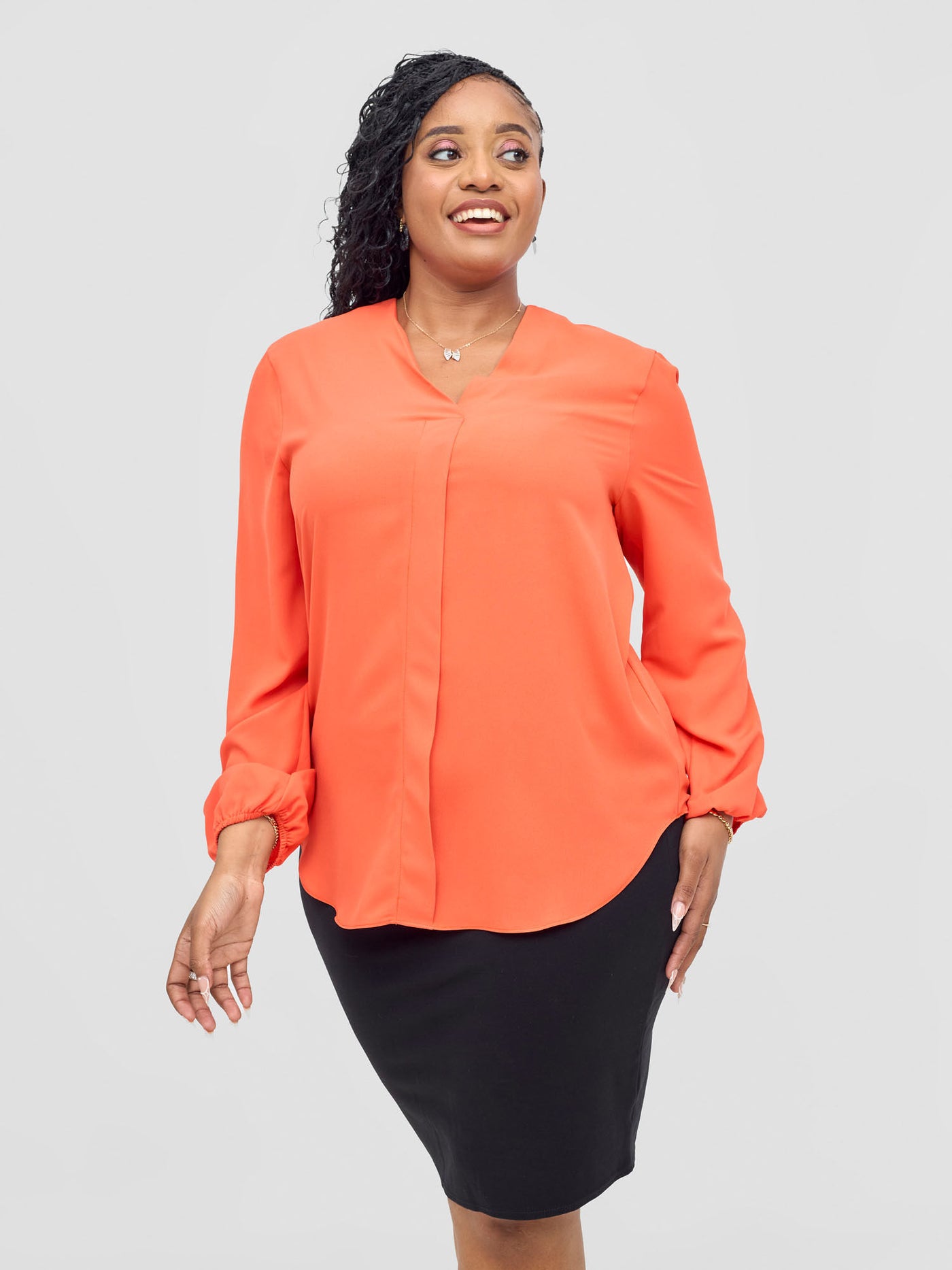 Vivo Dua Long Bishop Sleeve Top - Orange