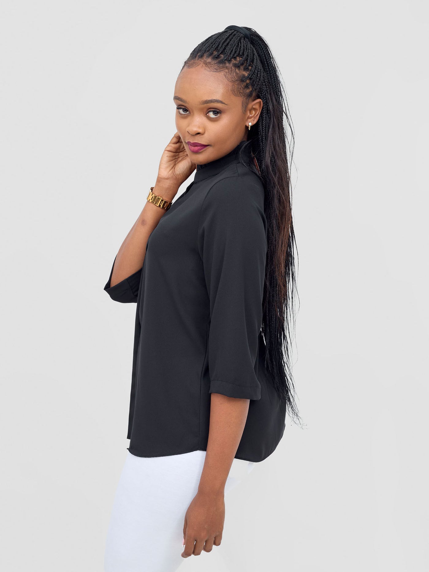 Saida 3/4 Sleeve Top - Black