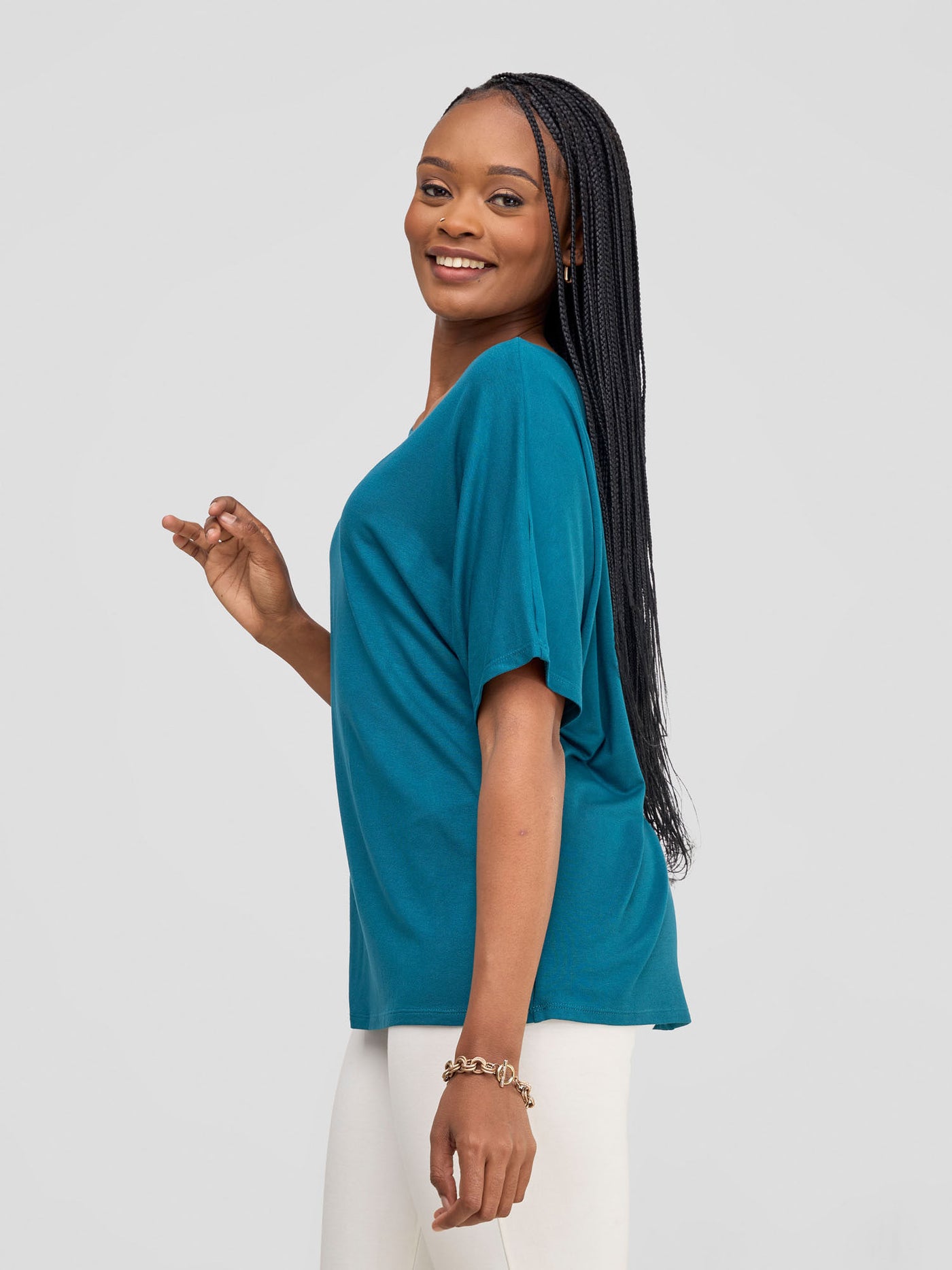 Vivo Basic Sienna Jersey Top - Deep Teal - Shopzetu