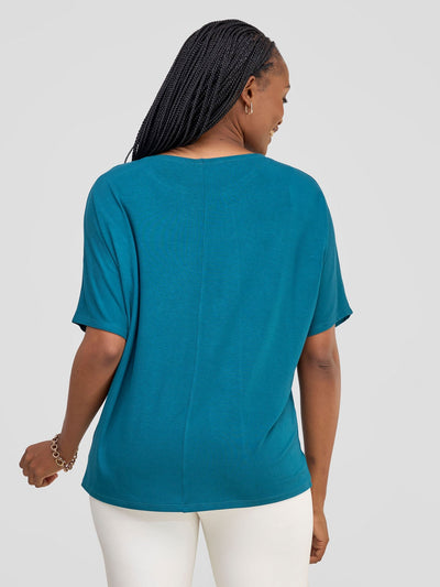 Vivo Basic Sienna Jersey Top - Deep Teal - Shopzetu