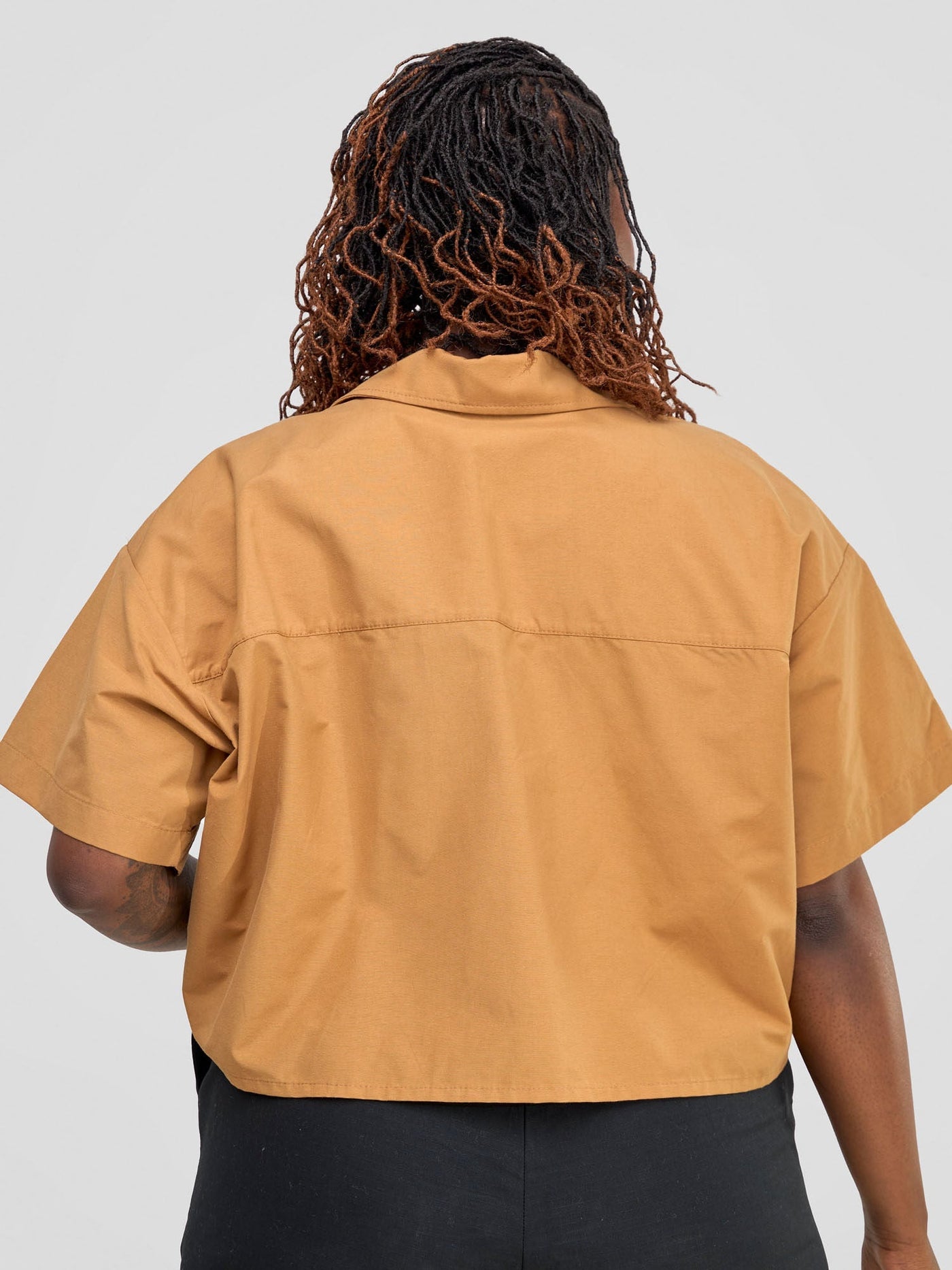 Safari Bush Cropped Short Sleeve Shacket - Gold - Shopzetu