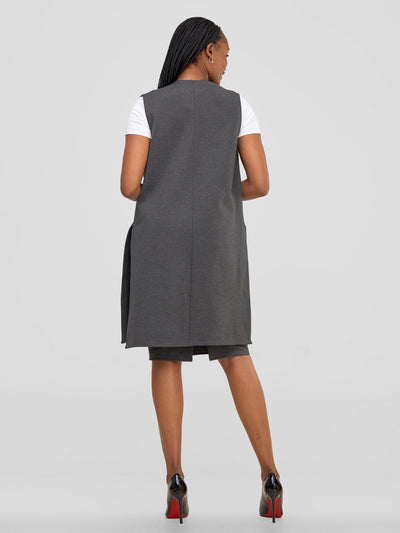 Vivo Waridi Sleeveless Overcoat - Dark Grey