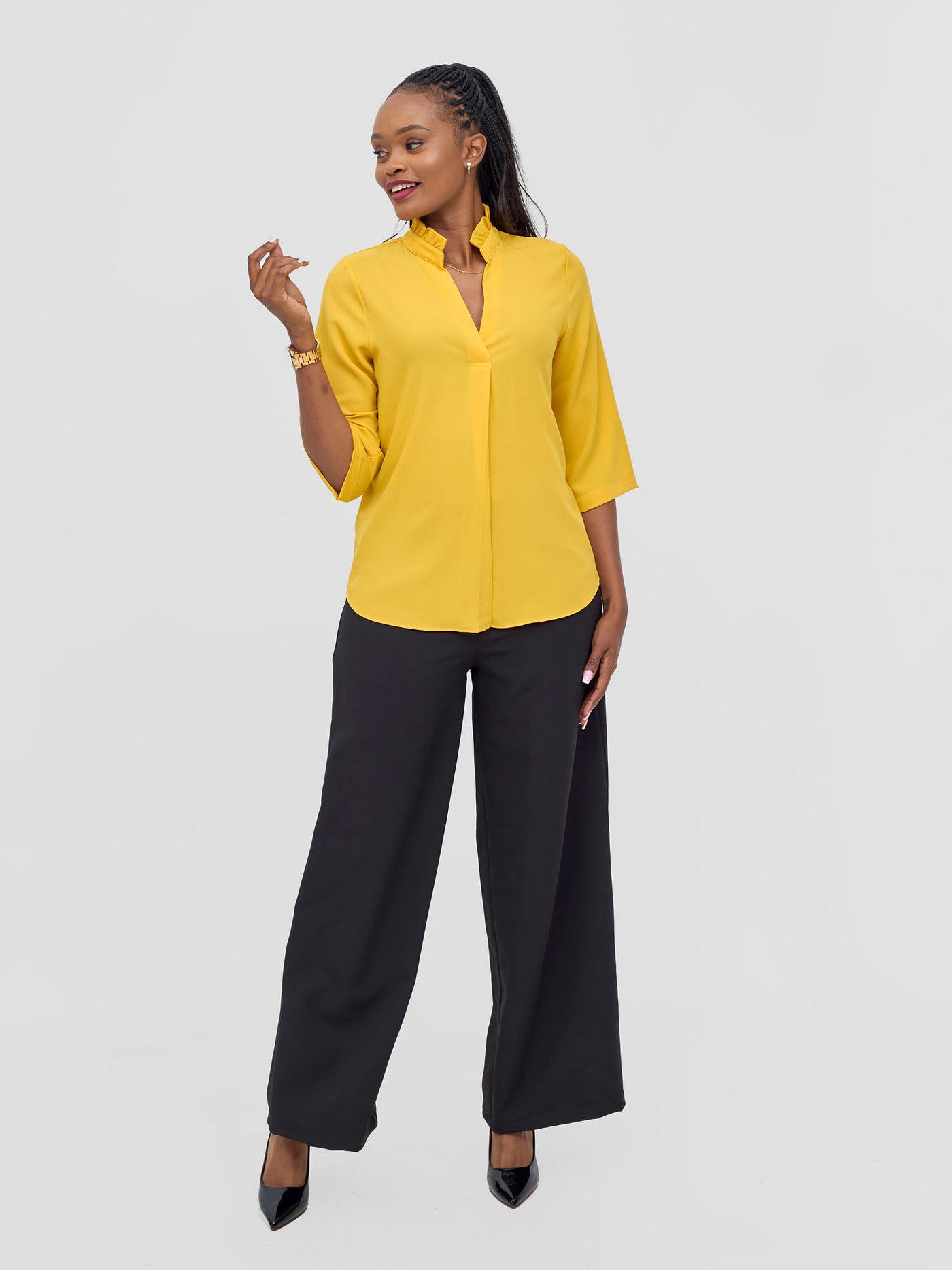 Saida 3/4 Sleeve Top - Mustard