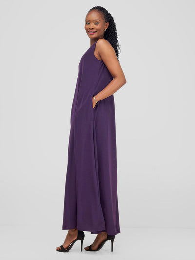 Vivo Ava Front Pleat Maxi Dress - Blueberry