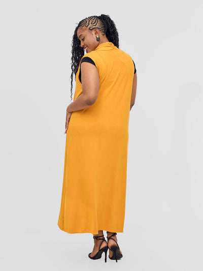 Basic Sleeveless Long Lily Waterfall - Mustard