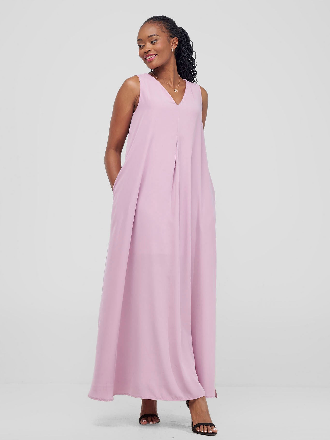 Vivo Ava Front Pleat Maxi Dress - Light Pink