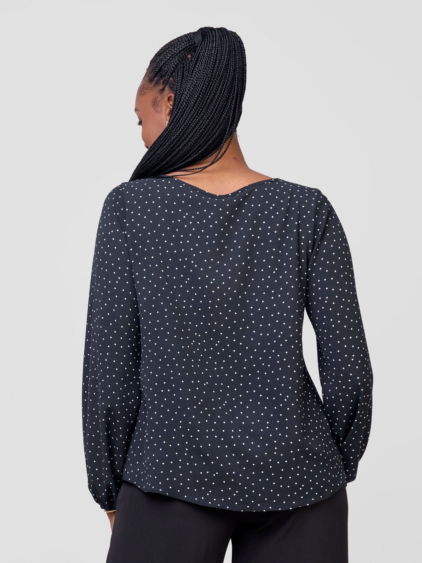 Vivo Sierra Bishop Sleeve Top - Black Polka Dot