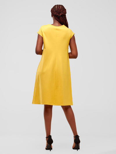 Vivo Chalbi Cap Sleeve A-Line Dress - Mustard