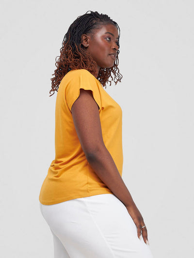 Vivo Basic Drop Shoulder Top - Mustard - Shopzetu