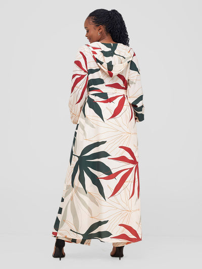 Vivo Kelemi Hooded Kimono - Rust / Green Leke Print