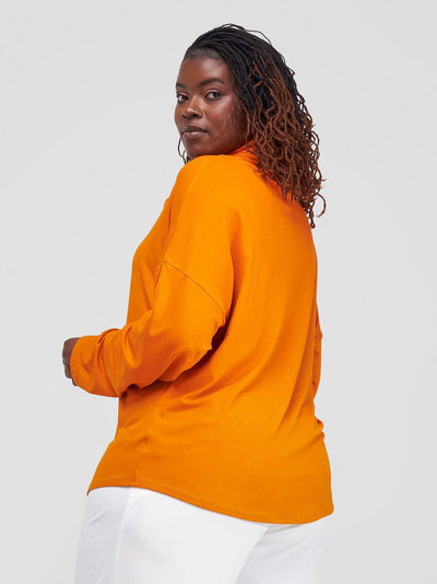 Vivo Basic Cowl Jersey Top - Orange - Shopzetu