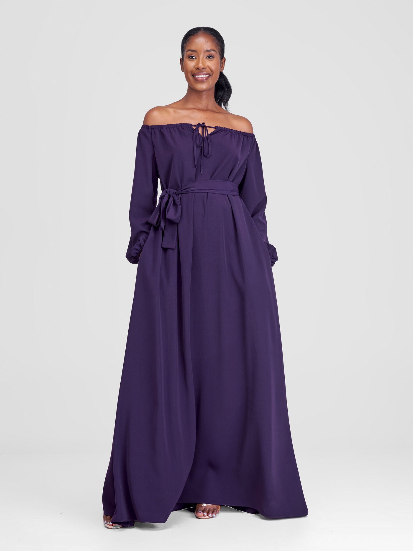 Vivo Zahari Off-Shoulder Maxi Dress - Purple