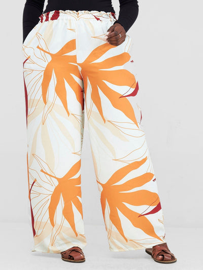 Vivo Kelemi Wide Leg Pants - Rust / Green Leke Print - Shopzetu