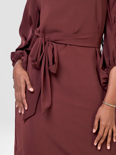 Zaria Cowl Sleeve Shift Dress - Chocolate