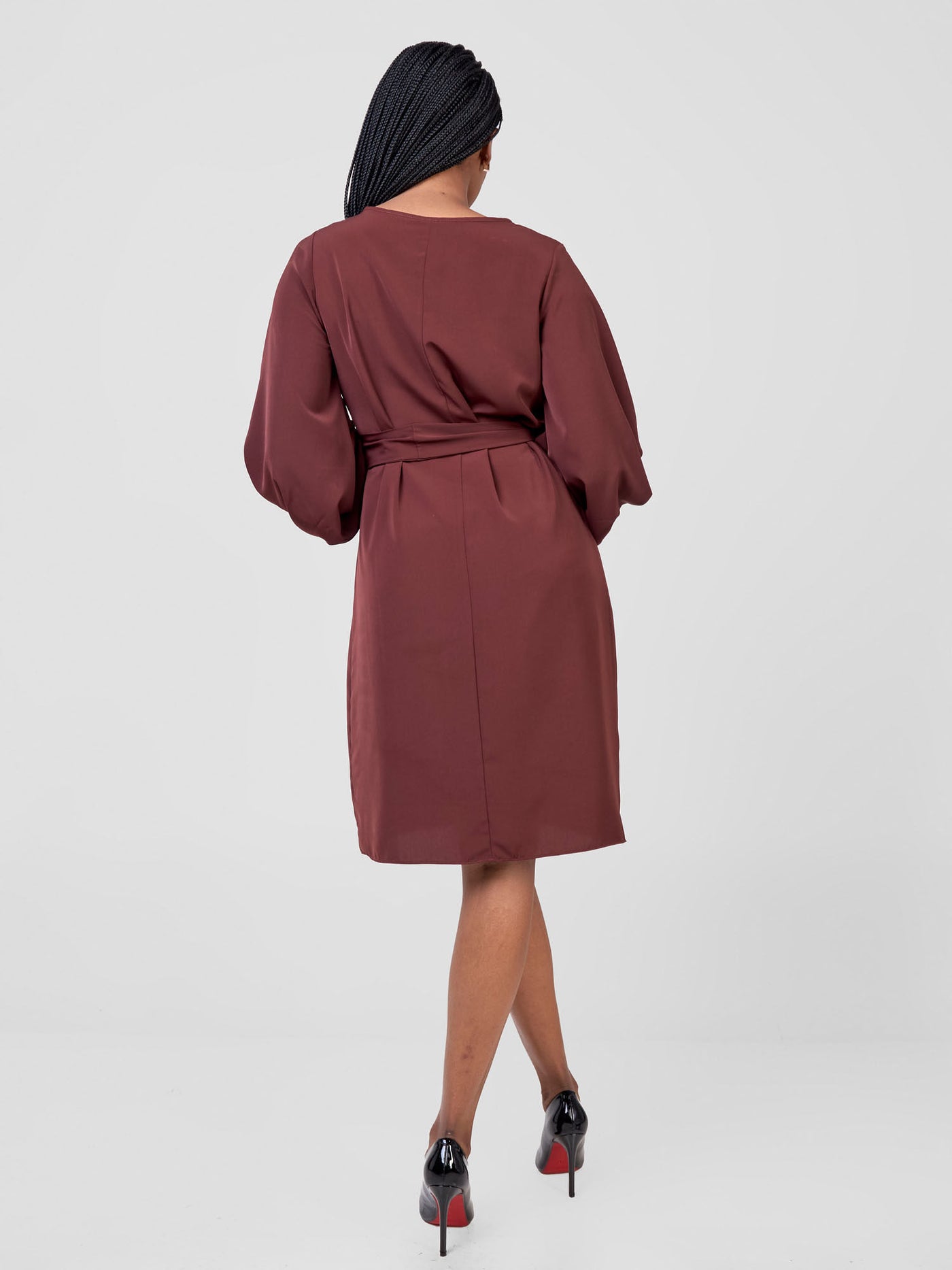 Zaria Cowl Sleeve Shift Dress - Chocolate