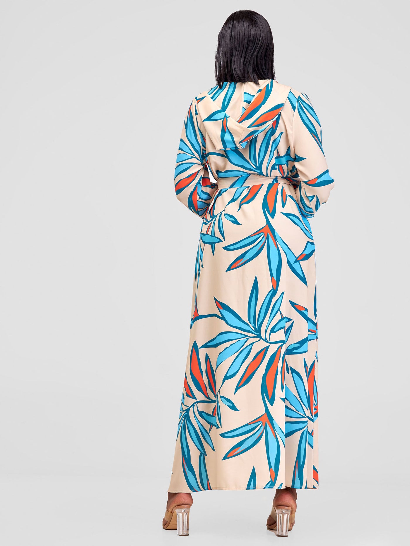 Vivo Kelemi Hooded Kimono - Taupe / Blue Lemi Print