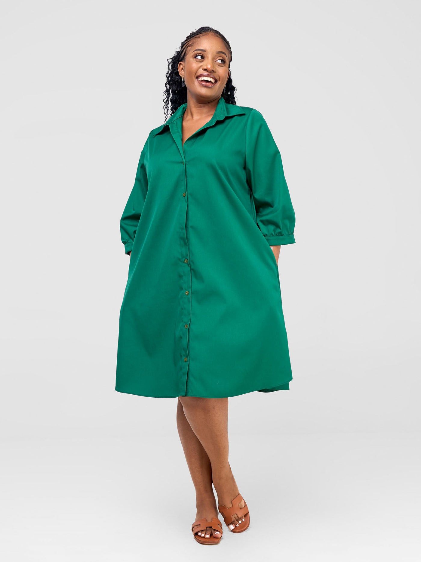 Vivo Reba Tent Shirt Dress - Green