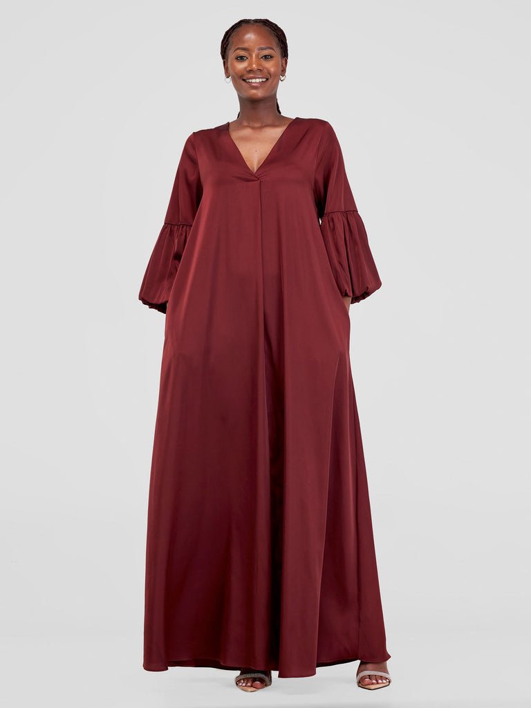 Vivo Hanabi Tent Maxi Dress - Dark Rust - Shopzetu