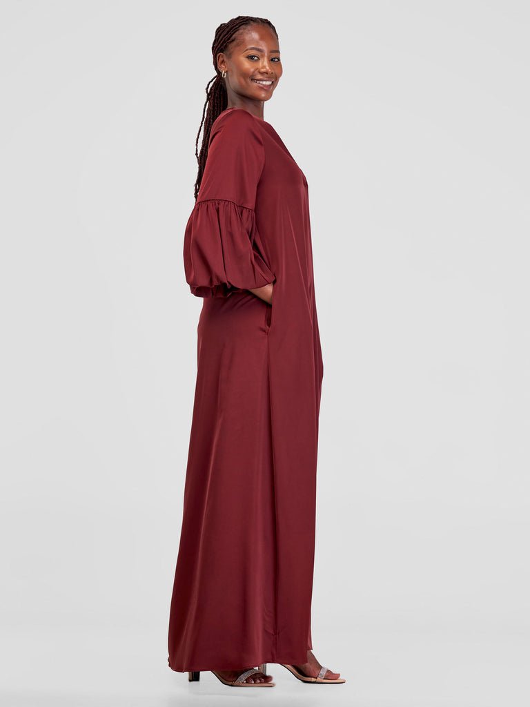 Vivo Hanabi Tent Maxi Dress - Dark Rust - Shopzetu