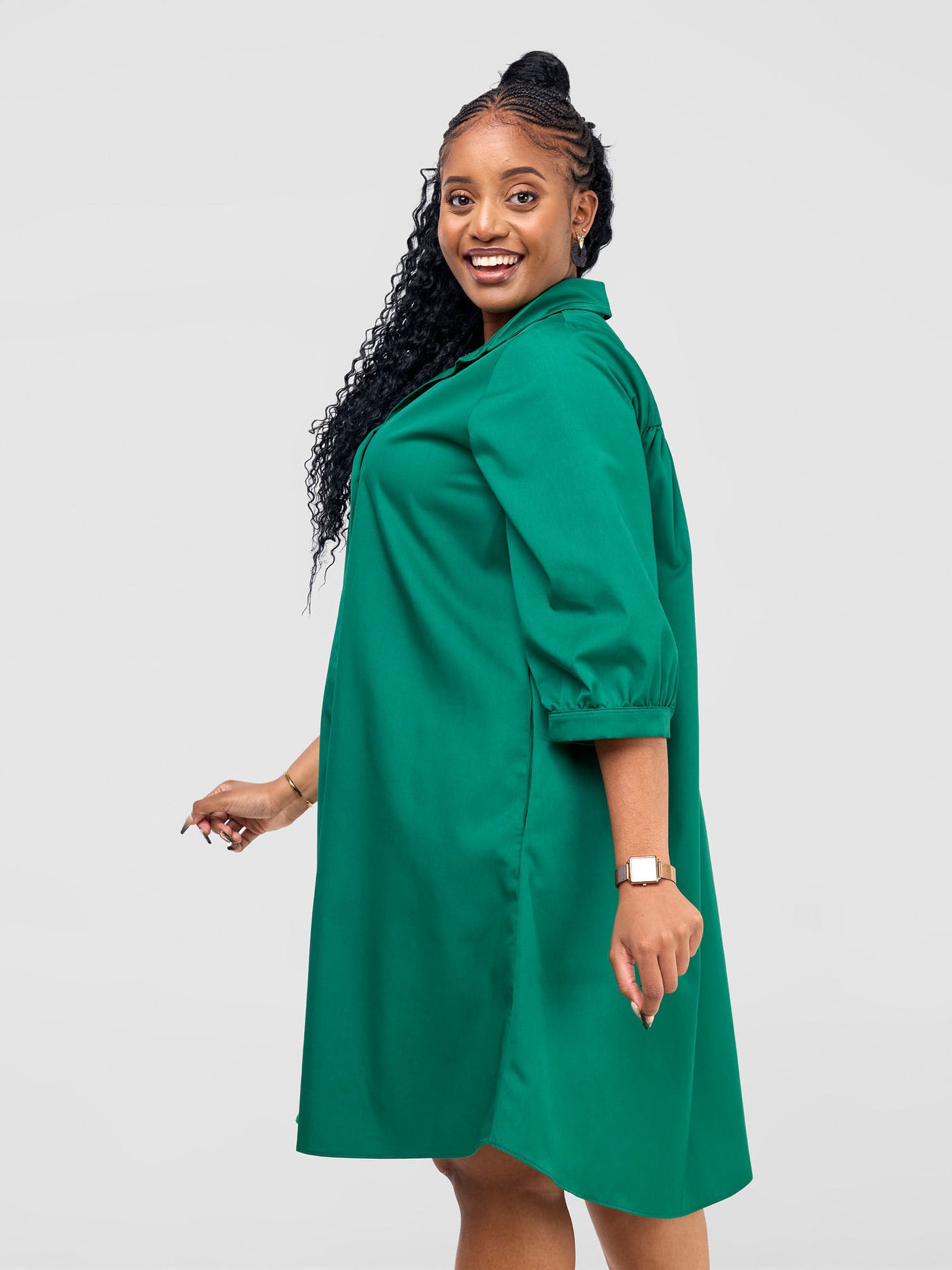 Vivo Reba Tent Shirt Dress - Green