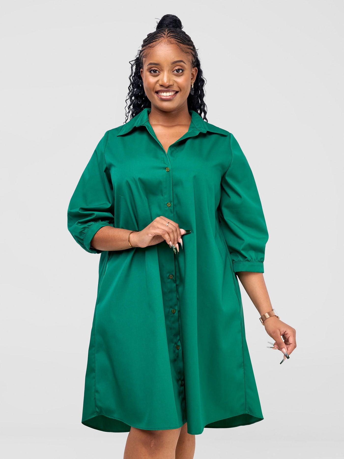 Vivo Reba Tent Shirt Dress - Green