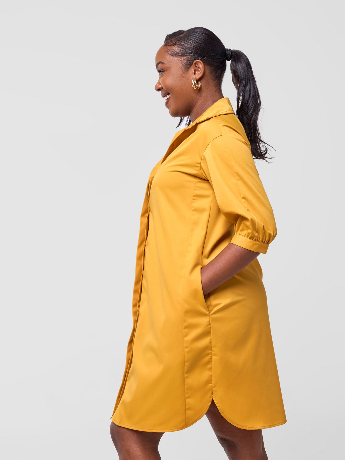 Reba Coat Dress - Mustard