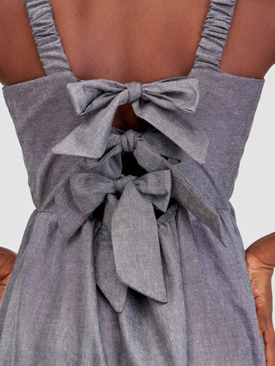 Safari Kikoy Tie Back Maxi Dress - Grey
