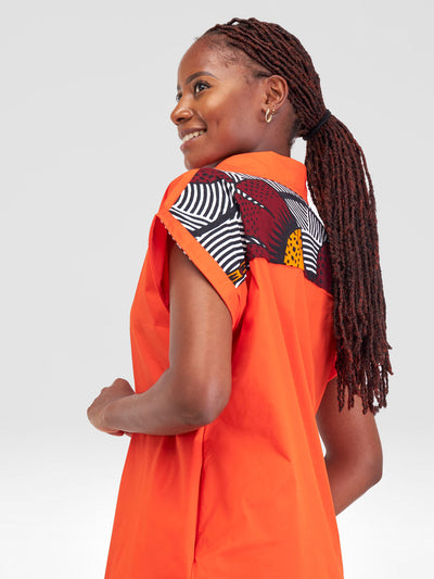 Safari Lira Drop Shoulder Dress - Orange