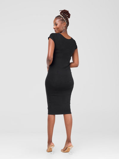 Basic Cap Sleeved Leila Dress - Black