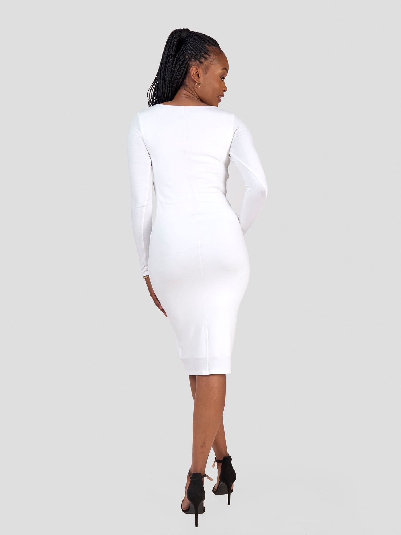 Basic Long Sleeved Double Layered Bodycon - White