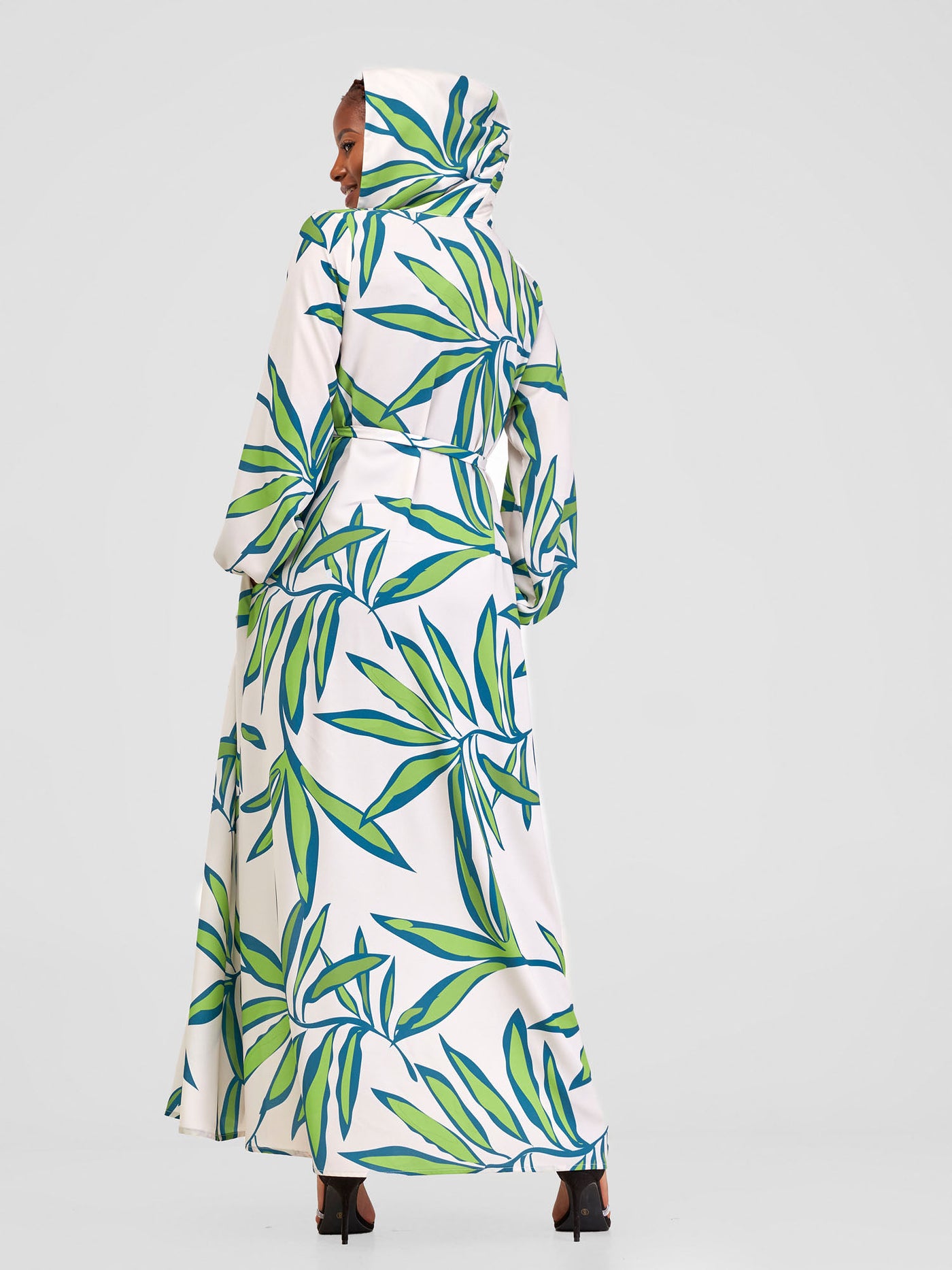 Vivo Kelemi Hooded Kimono - Taupe / Green Lemi Print