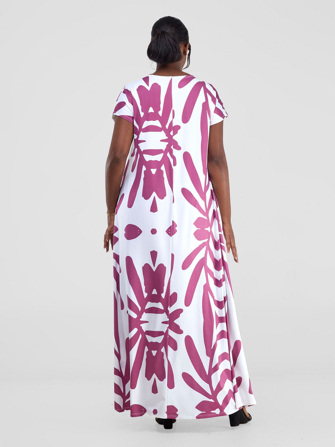 Vivo Kala Maxi Dress - White / Burgundy Ukwi Print