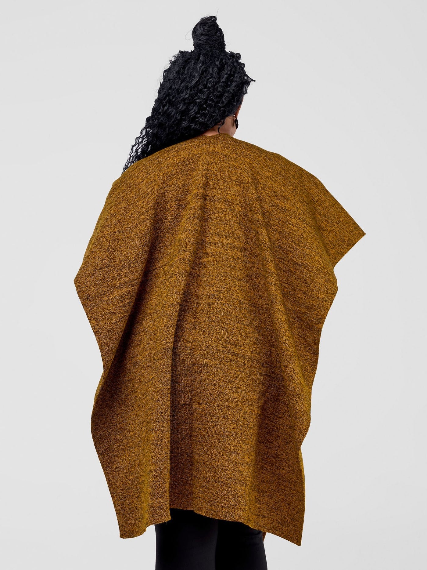 Vivo Basic Double Layered Wrap Poncho (Without Fringe) - Mustard / Black - Shopzetu