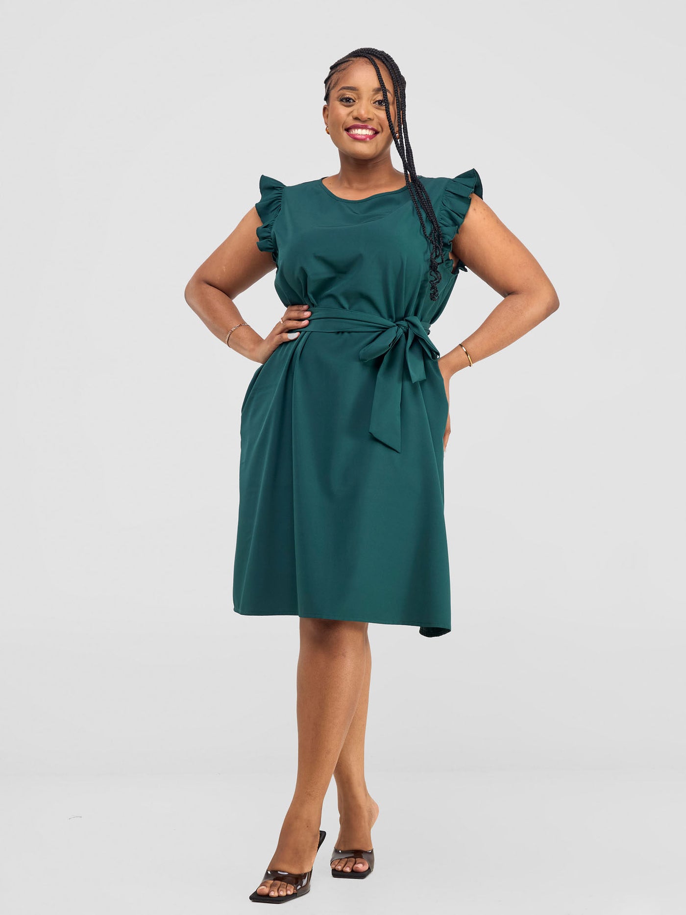 Vivo Nasinka A-line Knee Length Dress - Dark Green