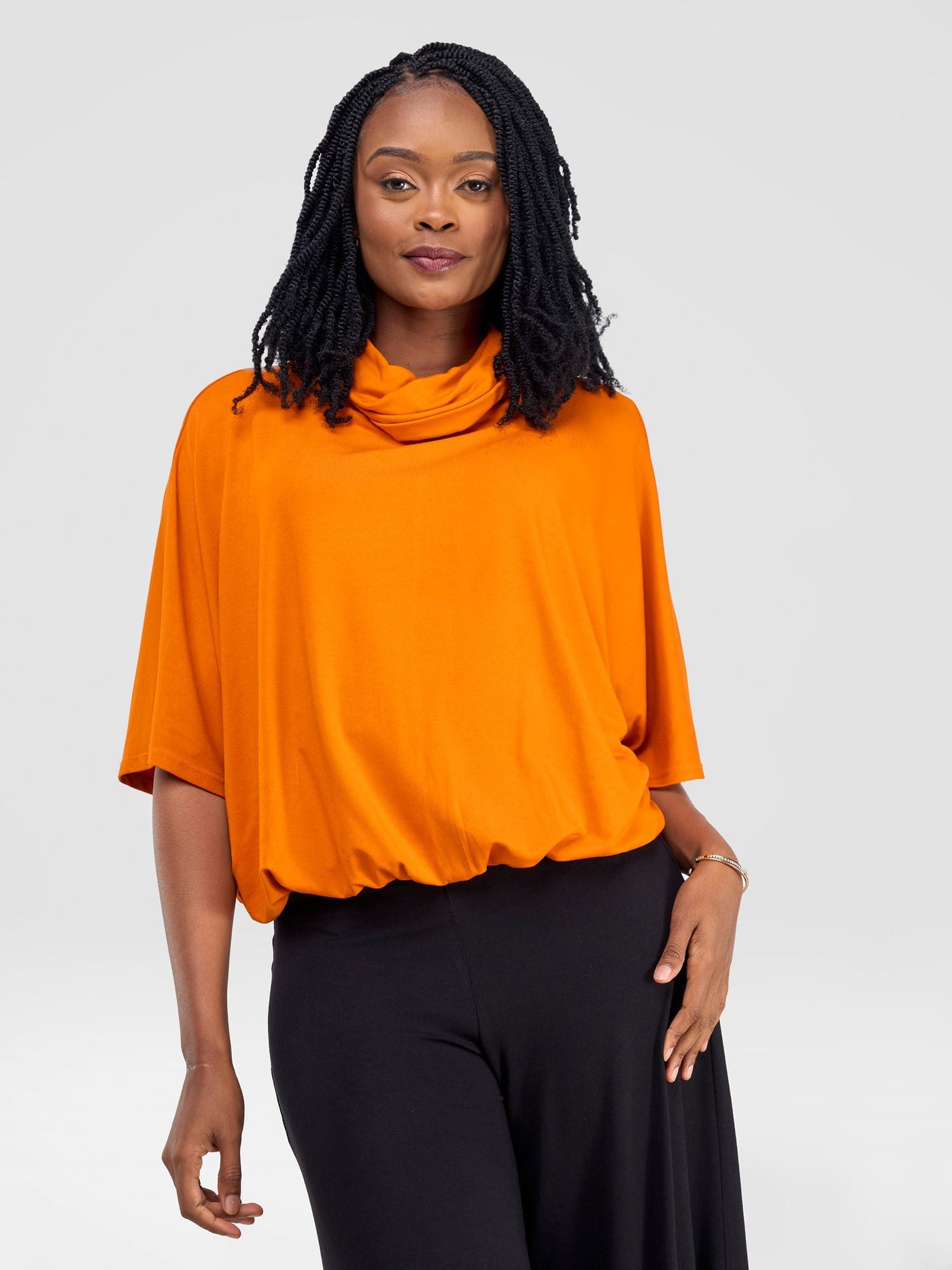 Vivo Kala Gathered Poncho Top - Orange