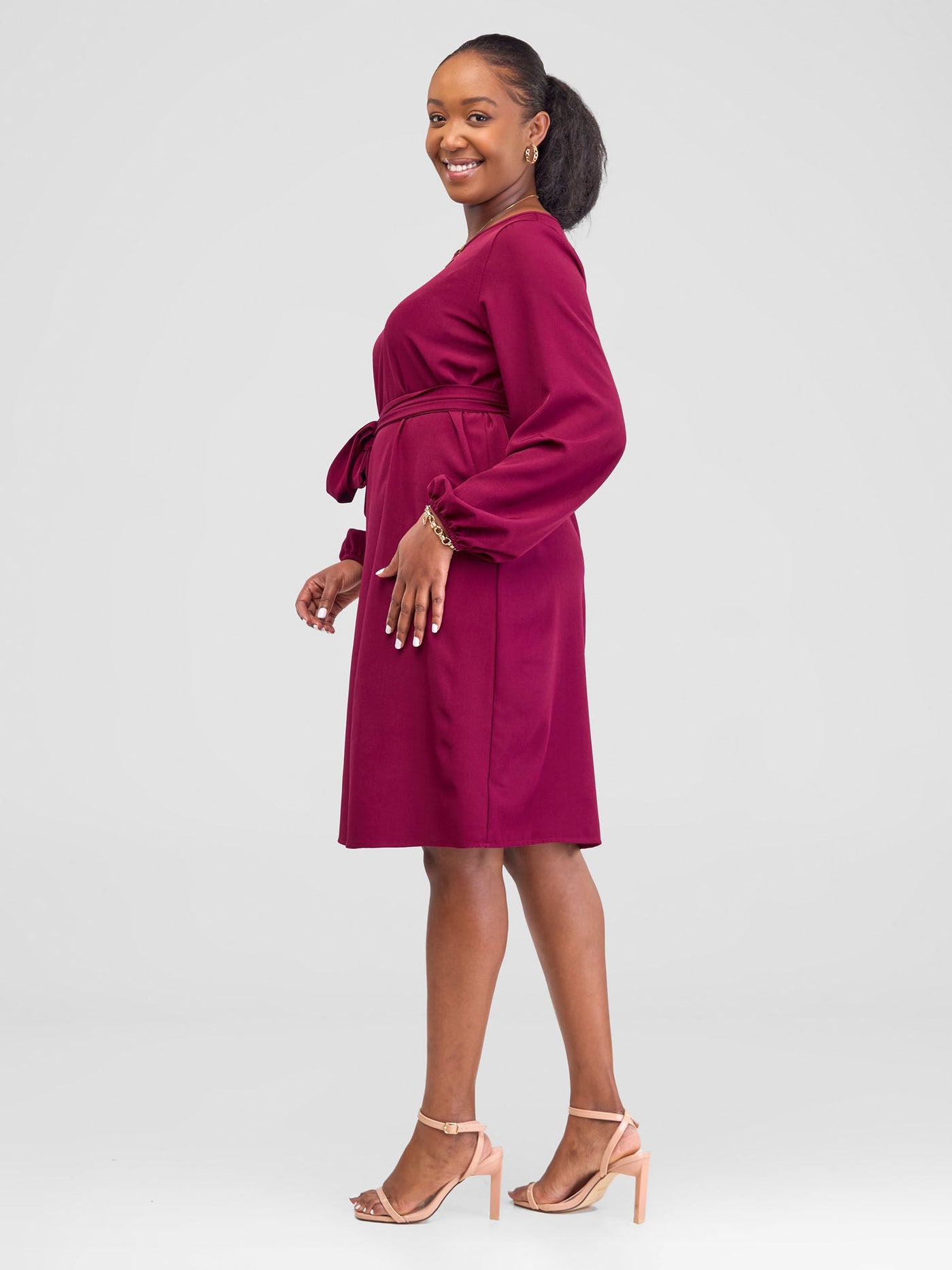 Zahari Shift Dress - Maroon