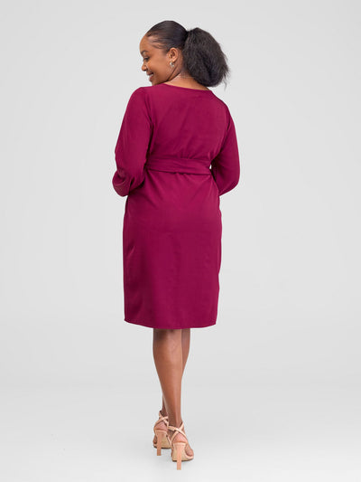 Zahari Shift Dress - Maroon