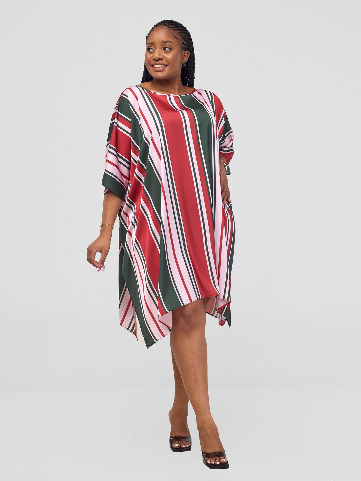 Vivo Kelemi Knee Length Kaftan - Rust / Green Lindi Print