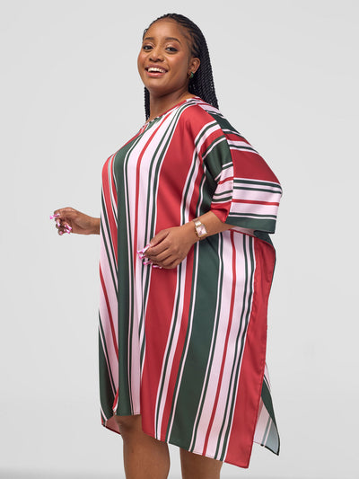 Vivo Kelemi Knee Length Kaftan - Rust / Green Lindi Print