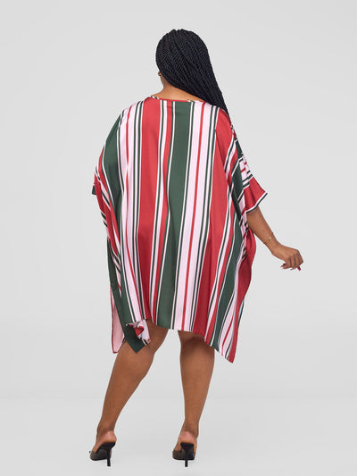 Vivo Kelemi Knee Length Kaftan - Rust / Green Lindi Print