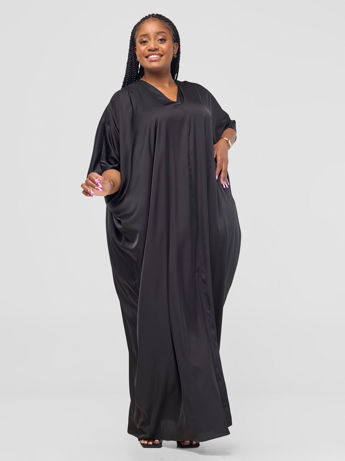 Sarabi Panelled V-Neck Kaftan - Black