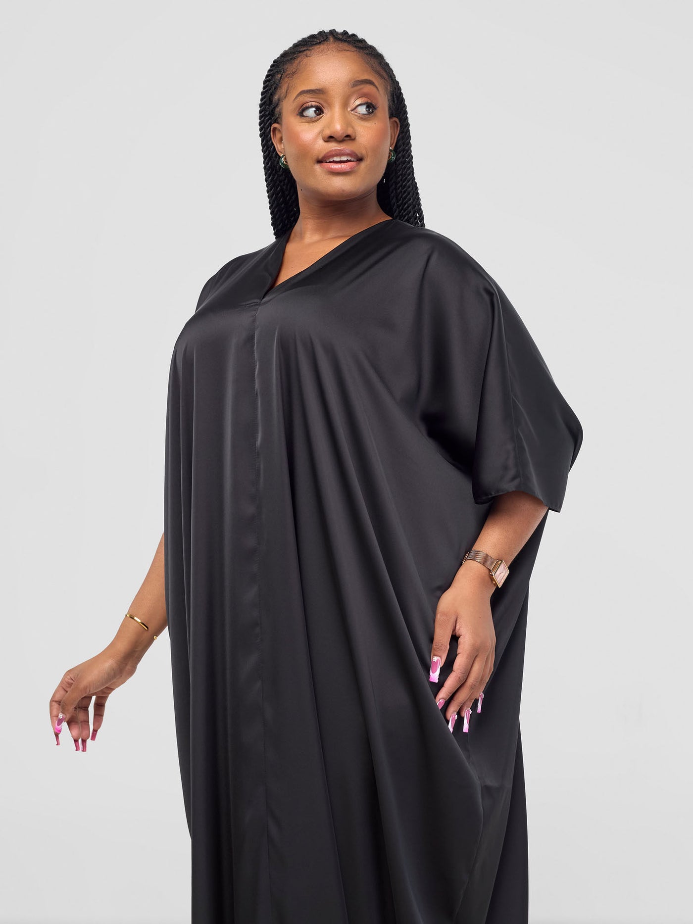 Sarabi Panelled V-Neck Kaftan - Black