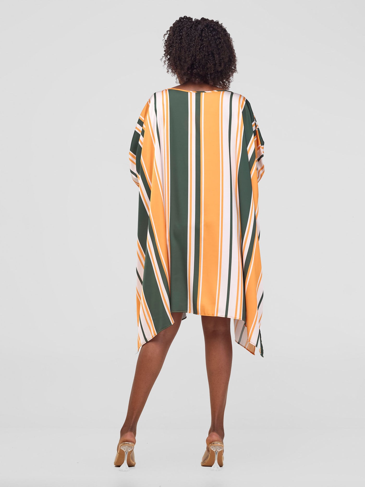 Vivo Kelemi Knee Length Kaftan - Mustard / Green Lindi Print - Shopzetu