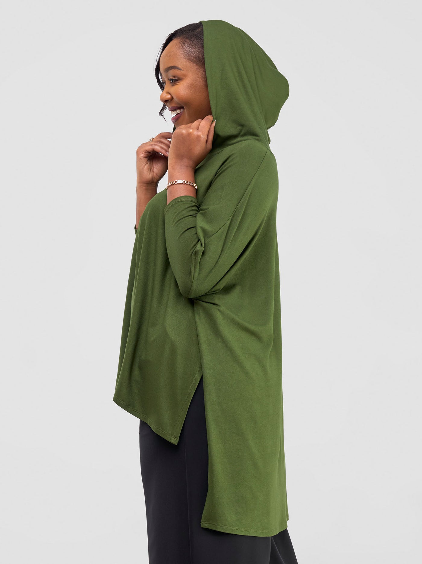 Vivo Kala Hooded Poncho - Hunters Green