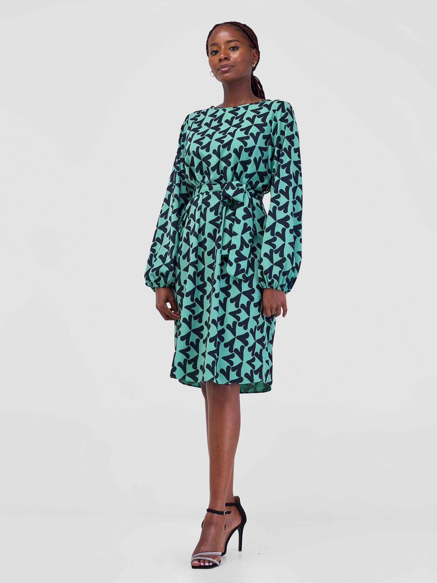 Vivo Zawadi Shift Dress - Lime / Black Zawi Print - Shopzetu