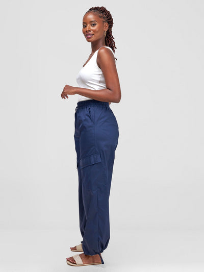 Safari Kamari Wide Leg Pants - Navy Blue - Shopzetu