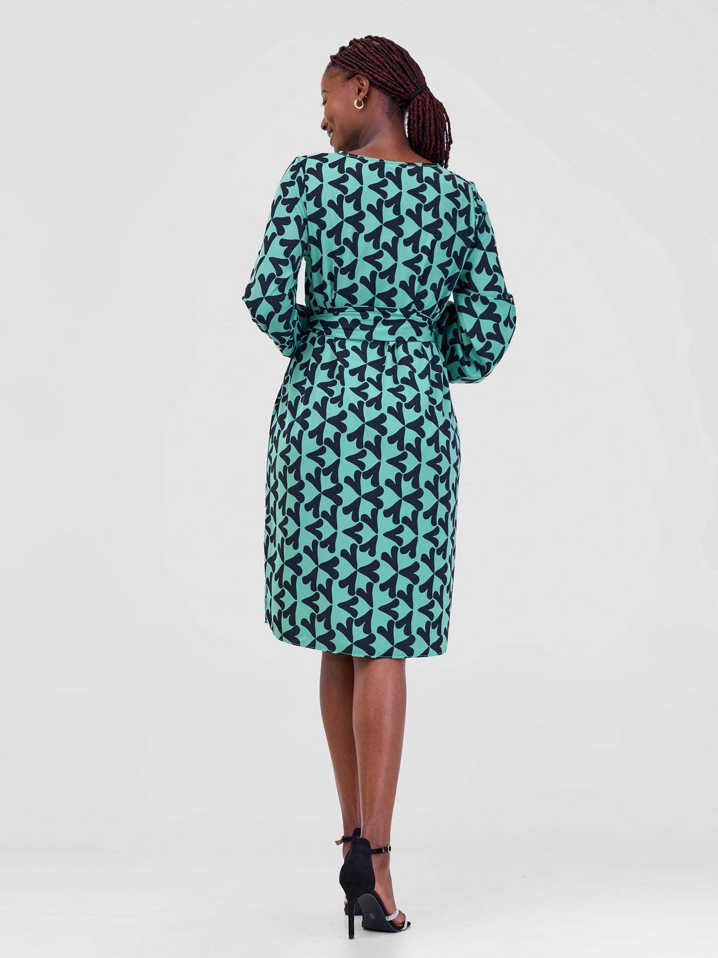 Vivo Zawadi Shift Dress - Lime / Black Zawi Print - Shopzetu