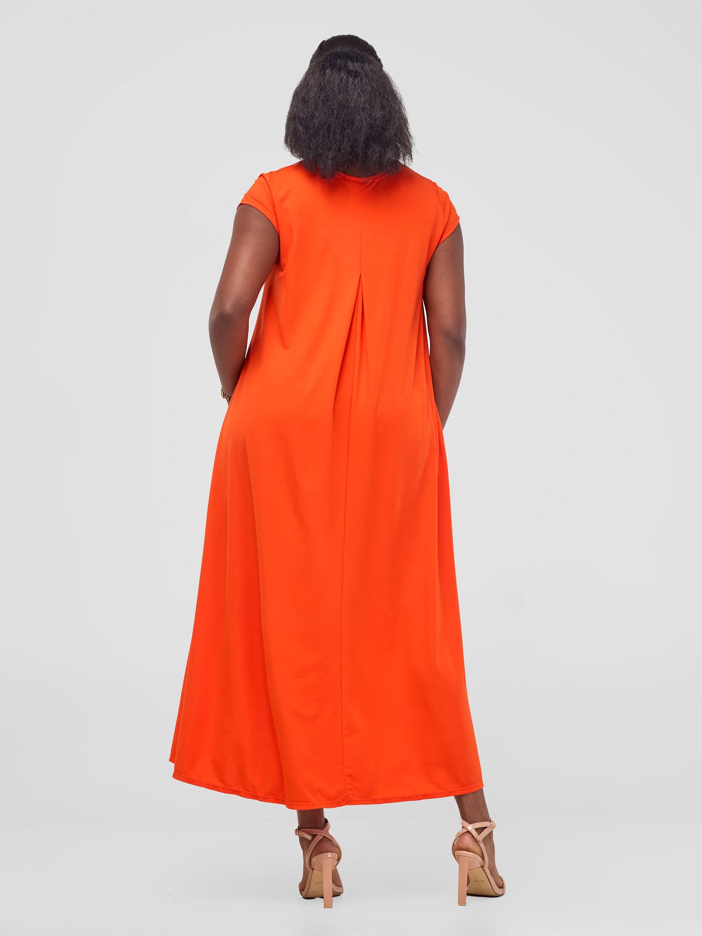 Vivo Ponte Back Pleat High Low Dress - Orange