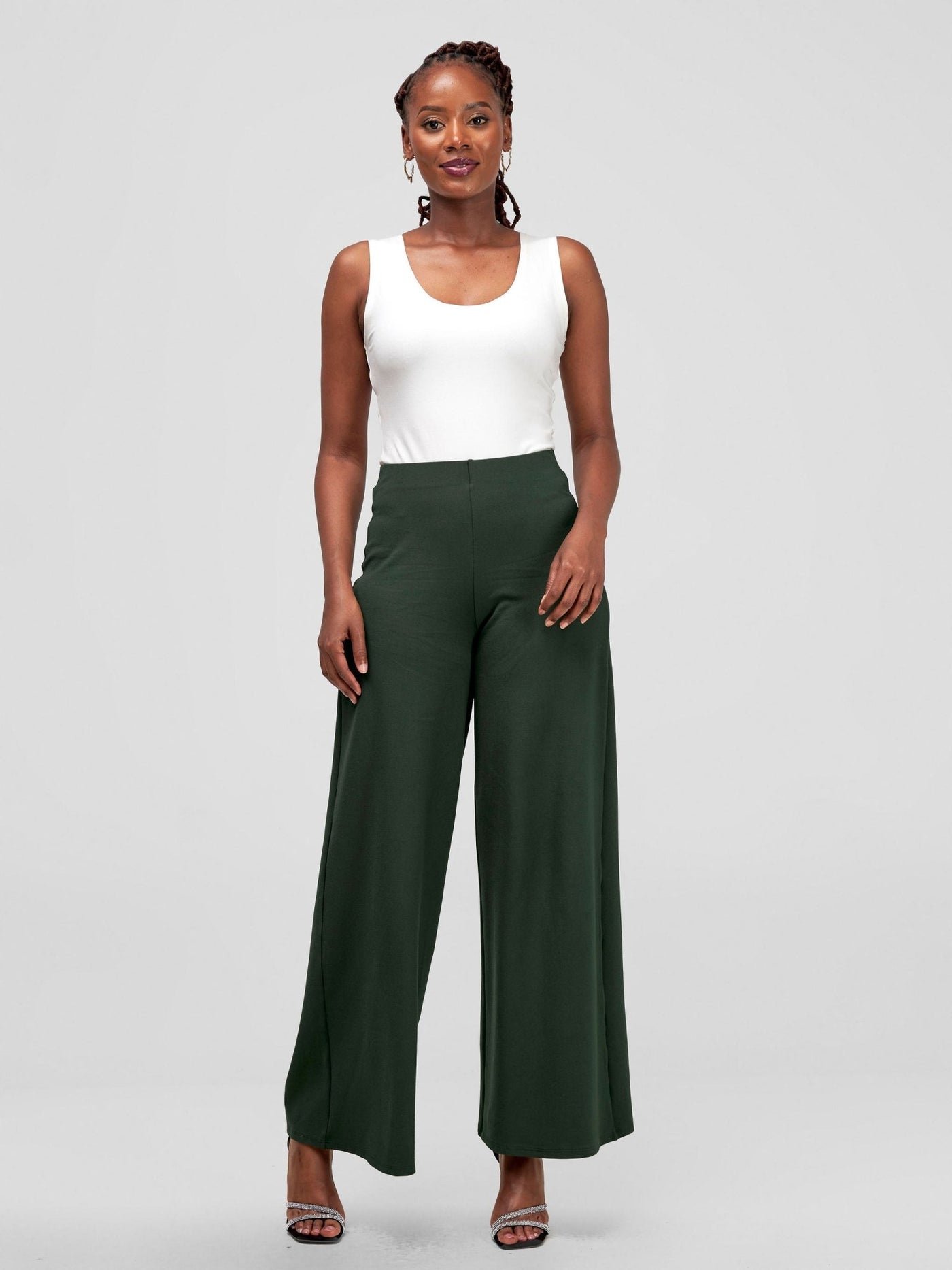 Vivo Upe Wide Leg Pants - Dark Green - Shopzetu