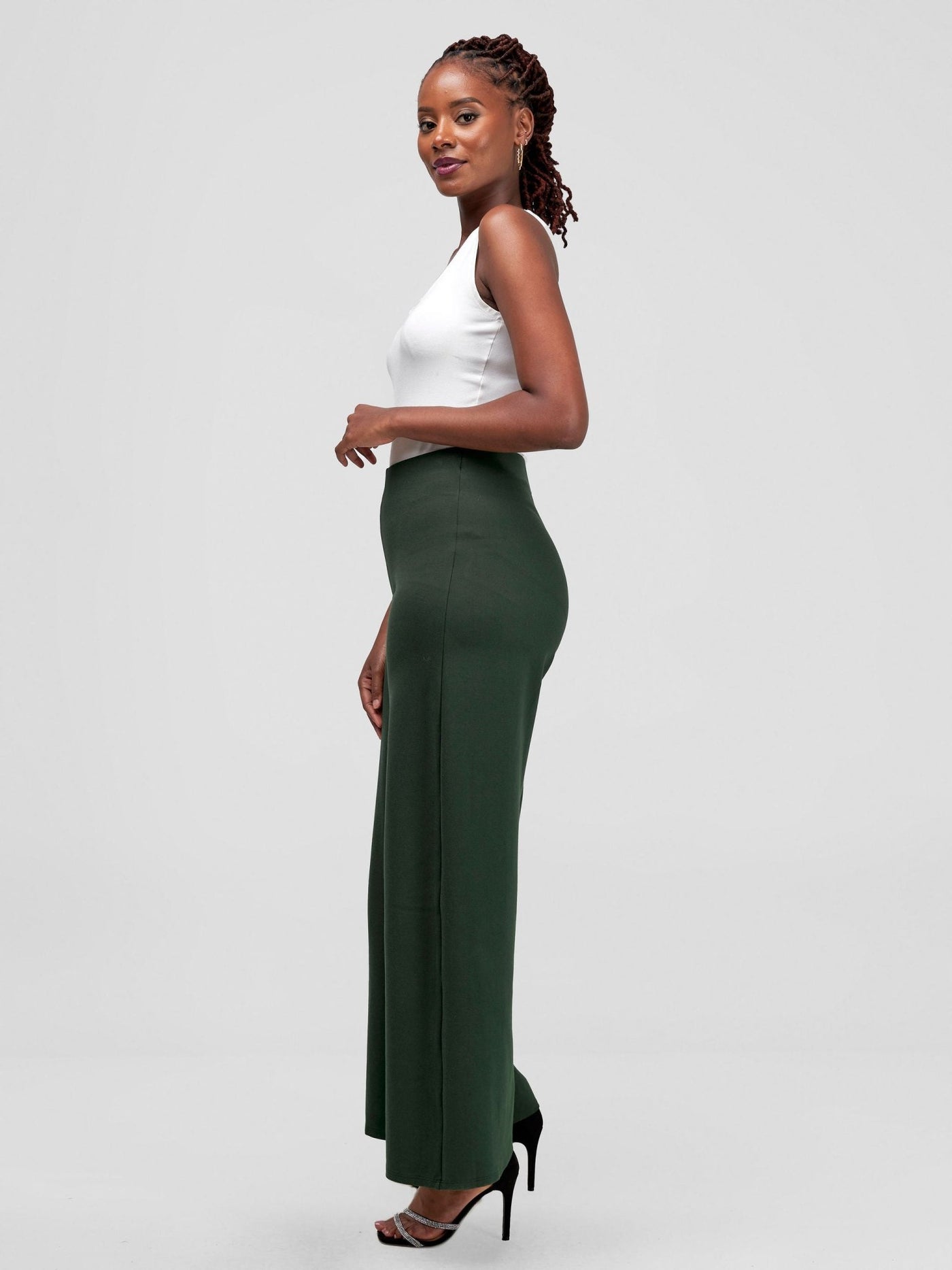 Vivo Upe Wide Leg Pants - Dark Green - Shopzetu